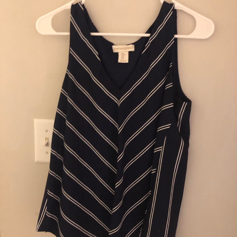Cynthia Rowley navy striped blouse